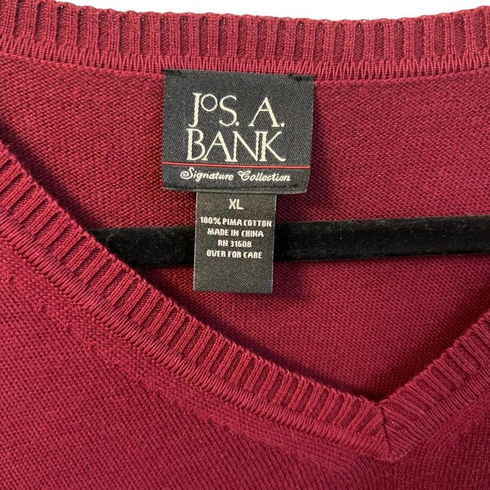 Burgundy JOS. A Bank signature collection V-neck sweater - Picture 2 of 5